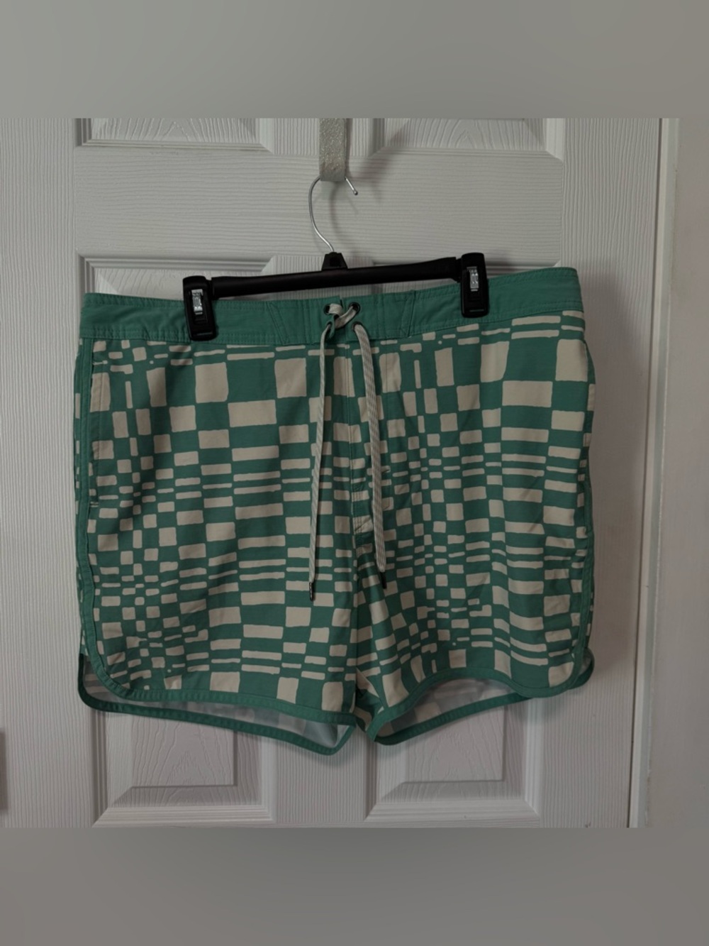 Sonoma Teal and White Checkerboard Swim Trunks size XL